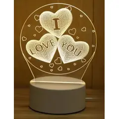 GENERICO - LÁMPARA DE NOCHE 3D LED TABLERO DE ILUSIÓN DECORACIÓN MESA NIÑOS ESCRITORIO 3 CORAZONES
