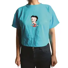 GENERICO - Polo Mujer Crop Top Betty - Nathalie Love It - Turquesa