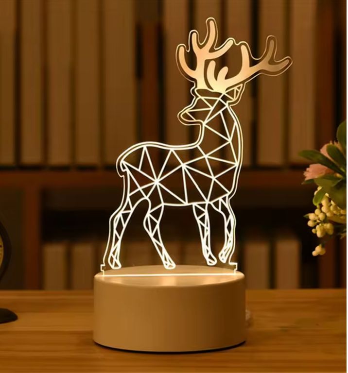 LÁMPARA DE NOCHE 3D LED TABLERO DE ILUSIÓN DECORACIÓN MESA NIÑOS ESCRITORIO RENO