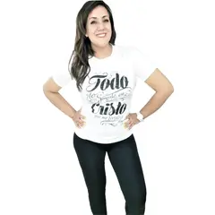 GENERICO - Polo Mujer Diseño Todo lo puedo - Blanco