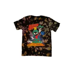 GENERICO - Polo Oversize Marvin el Marciano Talla M Tie Dye Negro Looney Tunes y Streetwear Retro