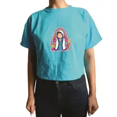 GENERICO - Polo Mujer Crop Top LUPITA - Nathalie Love It - Turquesa