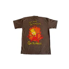 GENERICO - Polo Oversize Bart Simpson Marrón Acid Wash Talla M Moda Retro Urbana y Streetwear