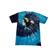 GENERICO - Polo Johnny Bravo Tie Dye Azul Celeste Talla L Moda Retro Cartoon Network