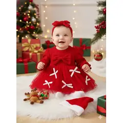 GENERICO - VESTIDO DE BEBE DE NAVIDAD CON LACITO