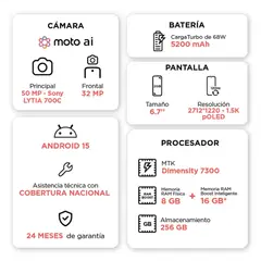 MOTOROLA - Moto Edge 60 Fusion 8RAM 256GB Azul