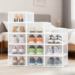 GENERICO - Set x 10 Casilleros Organizadores De Zapatillas Altas y Botines - Marco Blanco