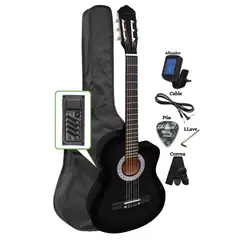 GENERICO - Guitarra Electroacustica Negro 39″ nylon con Funda Afinador y Accesorios