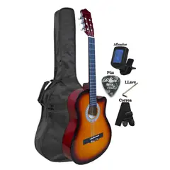GENERICO - Guitarra Acústica Sunburst 39″ nylon con Afinador Funda Correa pua