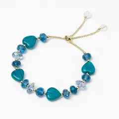 GENERICO - Pulsera Ajustable Mujer Corazones y Piedras Azules