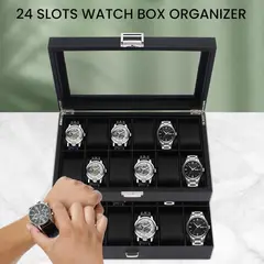 GENERICO - Organizador Premium para 24 Relojes – Acabado Fibra de Carbono