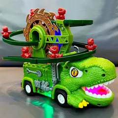 GENERICO - CARRO DINOSAURIO CON PISTA Y LUCES TIRANOSAURIO REX
