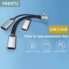 GENERICO - Hub USB-C 4 en 1: USB 3.0 5 Gbps + lector SD/TF, compatible iPad Pro/MacBook/Samsung OTG