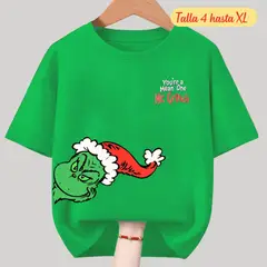 GENERICO - Polos Navidad Algodon Verde El Grinch - Tallas 4 hasta XL