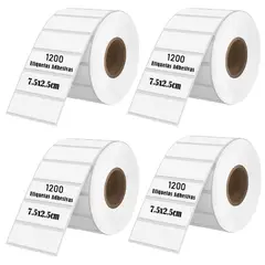 GENERICO - Etiqueta Termica Adhesiva 7.5x2.5cm Pack 4 Rollos