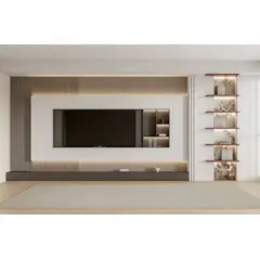 GENERICO - Centro de Entretenimiento Oslo Line 65 pulg - Blanco - Marrón - Gris