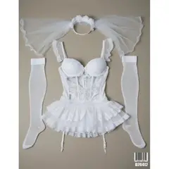 GENERICO - LENCERIA SEXY DISFRAZ NOVIA TRANSPARENTE TALLA S-M-L