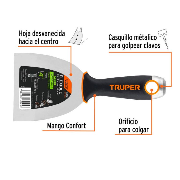 Espátula flexible 4 acero inoxidable Comfort Grip -15852