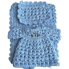 GENERICO - Traje de niño Jesús 12 cm tejido a crochet - Azul Acero Claro