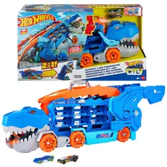 HOT WHEELS - Pista Ultimate Remolque Transportador T-Rex Lanzador