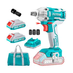 TOTAL TOOLS - Llave De Impacto 20v + Adaptador Para Atornillar + 2baterías