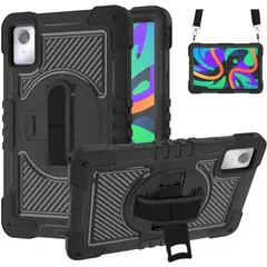 GENERICO - Funda Protector Antigolpe Armor Correa 360° Para Lenovo M11 K11 - NEGRO