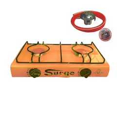 COCINAS SURGE - Cocina de Mesa Dos Hornillas a Gas + Válvula SURGE de Bronce