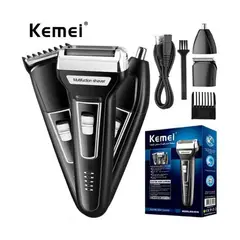 KEMEI - AFEITADORA CORTADORA RASURADORA PROFESIONAL RECARGABLE 3 EN 1