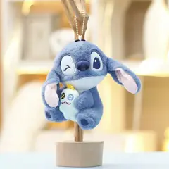GENERICO - Llavero Peluche Stitch Azul con Monstrito 14 cm