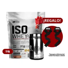 UNIVERSE NUTRITION - Proteína Iso Whey 5Kg Chocolate+Kevin Levrone 500g+Straps