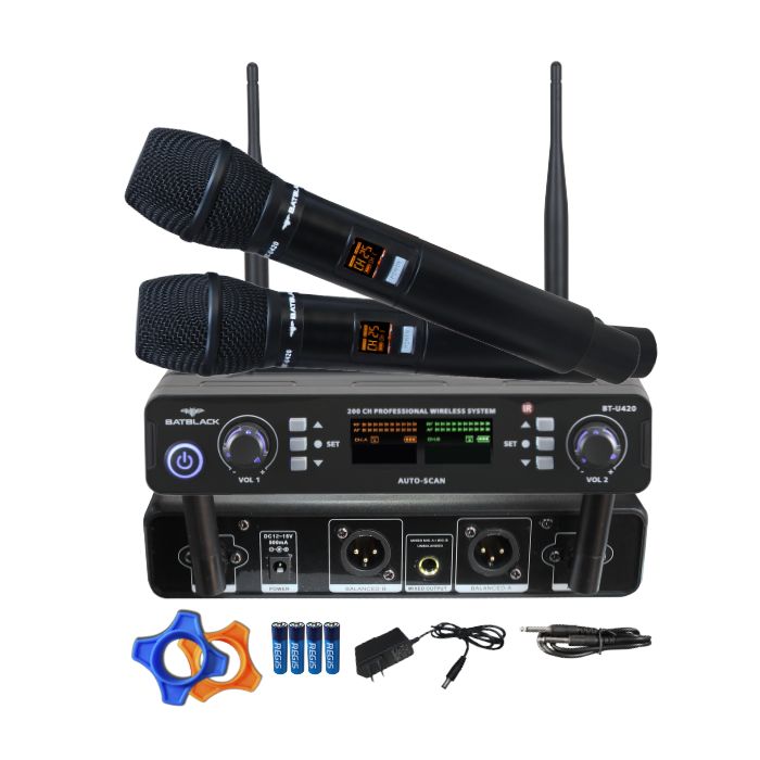 MICROFONO DOBLE INALAMBRICO UHF MULTIFRECUENCIA 200 CANALES BT-U420