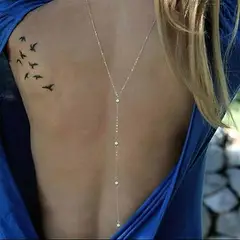 GENERICO - Cadena de Espalda Tono Dorado Diseño Minimalista con Cristales