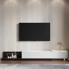 R&R MUEBLES - Mueble de TV Moderno 80 Shinoha Blanco y Negro