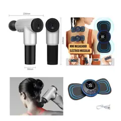 ROHS - PACK MASAJEADOR MUSCULAR FACIAL GUN + PARCHE MARIPOSA