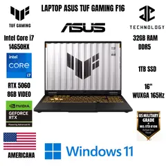 ASUS - LAPTOP TUF GAMING F16 2025 I7 14650HX / 32GB RAM DDR5 / 1TB SSD / RTX 5060 8GB VIDEO