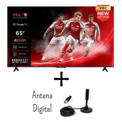 TCL - Televisor 65 Pulgadas UHD 4K Google TV Smart TV 65V6C + Antena Digital (Modelo 2025)