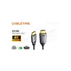 GENERICO - Cable USB-C a HDMI 4K 60Hz 1.8 m - CABLETIME CC10K Conexión Rápida