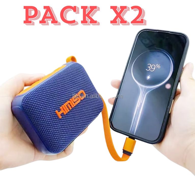 PACK X2 Parlante Inteligente AZUL inalámbrico portátil CON POWE BANK