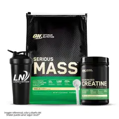 OPTIMUN NUTRITION - Serious Mass 12 LB Ganador de Masa - Vainilla + Creatina Optimum Nutrition 600 g + Shaker