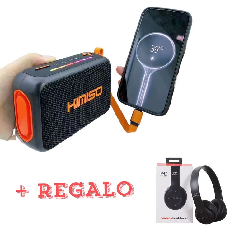 PARLANTE IMPORTADO KIMISO PACK CON POWER BANK MAS REGALO