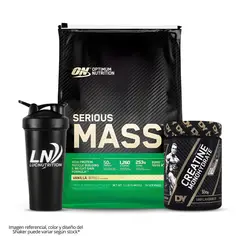 OPTIMUN NUTRITION - Serious Mass 12 LB Ganador de Masa - Vainilla + Creatina Dorian Yates 300 g + Shaker