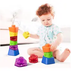 GENERICO - Torre de Bloques Apilables de Colores con Sonajero Juguete Educativo para Bebés