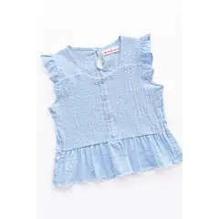 KIDS MASHMELO - Blusa con faldon Peplum y Volantes en Hombros para niña