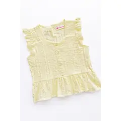 KIDS MASHMELO - Blusa con faldon Peplum y Volantes en Hombros para niña