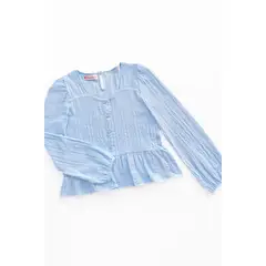 KIDS MASHMELO - Blusa de Manga Larga con Peplum y Botones para niña