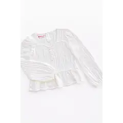 KIDS MASHMELO - Blusa de Manga Larga con Peplum y Botones para niña