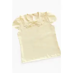 KIDS MASHMELO - Blusa con Cuello Peter Pan y Manga Corta Abullonada para niña