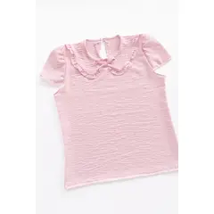 KIDS MASHMELO - Blusa con Cuello Peter Pan y Manga Corta Abullonada para niña