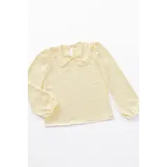 KIDS MASHMELO - Blusa con Cuello Peter Pan y Manga Larga Abullonada para niña