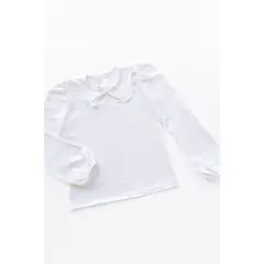 KIDS MASHMELO - Blusa con Cuello Peter Pan y Manga Larga Abullonada para niña